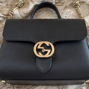 Gucci Black Satchel with Gold Accents